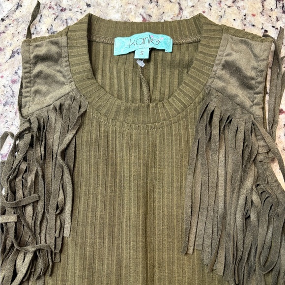 Karlie Green Fringe Mini Dress - Picture 4 of 5